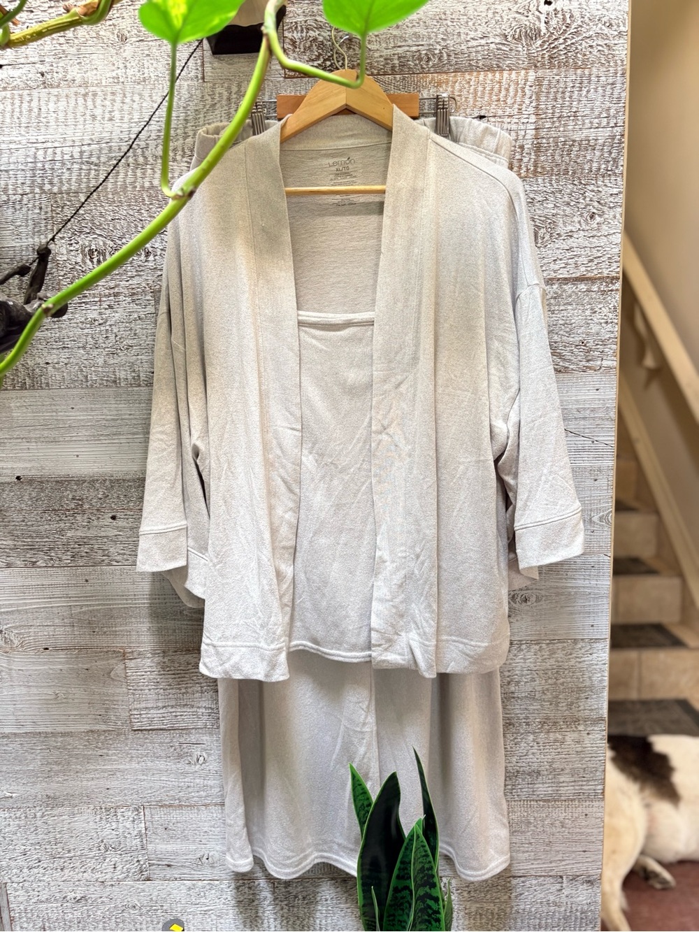 Lemon | NWOT 3-Piece Soft Minimalist Lounge Set - Women's XL, Light Gray